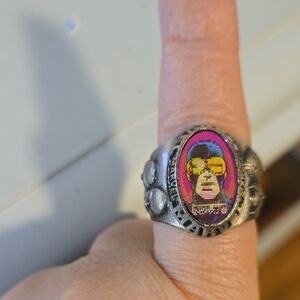 Silver Ring with Colorful Design